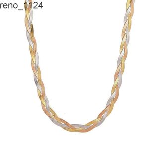 Collana di moda ossidata in acciaio inossidabile riempito in oro a spina di pesce con catena a serpente piatta Collana girocollo Gioielli di moda per donna