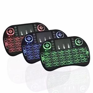 3 Color Backlit i8 Mini teclado sem fio 2.4 GHz mouse de ar inglês com touchpad para laptop TV Android TV Box