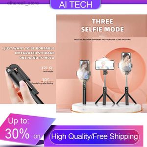 Selfie Monopods Bluetooth Remote Control Löstagbar selfie stick stativet Live Broadcast Stand Photo Fill Light Tripie Selfie Stick för iOS Q231110