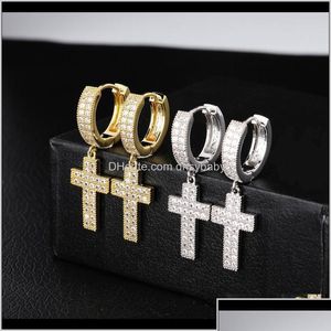 Hoop Huggie Hie Luxus Designer Ohrringe Hip Hop Schmuck Iced Out Diamant Kreuz Ohrring Bling Männer Frauen Ohrstecker Rapper Drop De Dhgnb