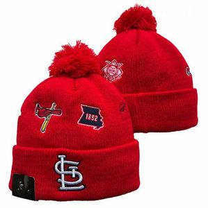 Herrmössor St Cardinal Beanies Boston Hats Alla 32 lag stickade manschetterade pom randiga sidelinjen Warme USA College Sport Knit Hat Hockey Beanie Cap för Women's A0