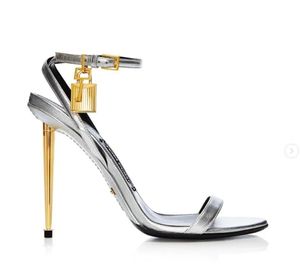 Marca sandies Mulher Sandália rainha - sandália cadeado sandálias de salto alto Designer de luxo de salto alto bombas nuas saltos dourados com caixa