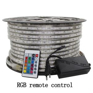 220V RGB LED Neon Sign Strip Multicolor With IR Remote Controller LED Tape Rope Waterproof Flexible LED Light Strip Outdoor Ribbon Tape For Garden lamp 220V 110V
