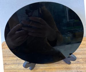 Doğal siyah obsidiyen taş daire disk yuvarlak plaka fengshui ayna ev ofis dekoru reiki iyileştirici kristal taş7108081