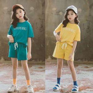 s Summer Girls' Short Sleeve T-shirtPants 2PCS Baby Children's Children's Track and Field Clothing 5 6 8 9 10 12 230410