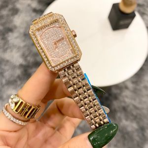 Designer expensive high-quality small fragrance full diamond watch fashion small dial square women's watch light luxury women's watch factory agent