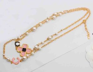Quality Charm Pendant Necklace with Nature Shell Beads and Pink Color Design in Gold Plated Have Stamp Box PS4832A