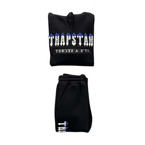 2023 Designer Trapstar TRAININGSANZUG Herren CHENILLE DECODED 2.0 - Schwarz und Blau 1:1 Hochwertige bestickte Kapuzenpullover Jogginghose Damen EU-Größen