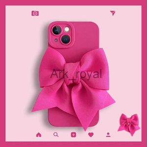 Cep Telefon Kılıfları Kore Moda Pembe 3D Bow Tie İPhone için Silikon Telefon Kılıfı 15 14 13 12 12 Pro Max 7 8 Artı X XS MAX XR 11 SE GILD HEDAF KAPALI J231110