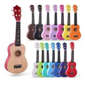 21 tums trä sopran ukulele gitarr 4 strängar ukulele basgitarr med väska för nybörjare barn presentmusikinstrument multi färg