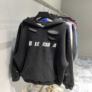 Luxury Designer women t shirt Shirt High Edition Family Art Broken Hole Hoodie Autumn Couple Coat