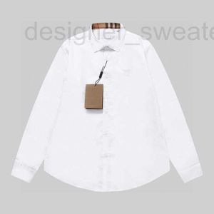 メンズカジュアルシャツデザイナー23秋の新製品カフ格子縞の刺繍シャツビジネスカジュアルノンアイアンシャツ2Uod