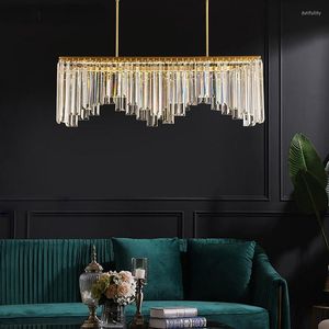 Chandeliers Modern Crystal Chandelier Dining Room Minimalist For Living Ceiling Lighting Fixtures Copper Lustres