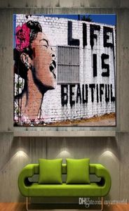 HD1005 Wysokiej jakości wydruku HD Banksy Life is Beautiful Canvas Print Graffiti Wall Art Decor Decor Drek