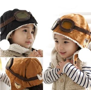 Yeni yürümeye başlayan çocuklar sıcak uçuş şapkası şapka beanie havalı erkek kız çocuk bebek kış pilot havacı kapağı kış rüzgar geçirmez kulak kapağı 432qh