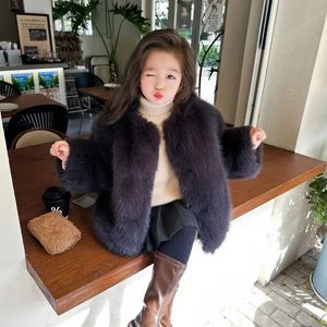 معطف Liligirl Winter Warm Cloths Girls High Distory Fur Kids Long for Kids Jacket 231109