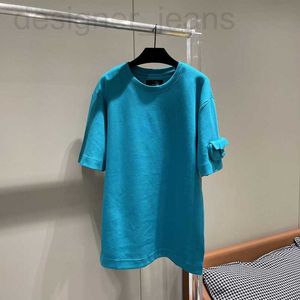 T-shirt das mulheres designer 23 verão novo fen commuting versátil idade reduzindo estilo menina manguito 3d pequeno saco de manga curta camiseta joyh