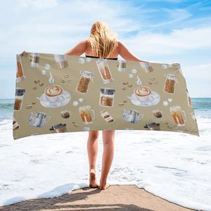 Towel Coffee Cup Beans Bath Microfiber Travel Beach Towels Soft Quick-Dry For Adults Yoga Mat