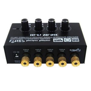 Freeshipping 1 in 4 Out Audio Signal Amplifier High Power Headset Preamp Amplifier Headphones Listener Splitter with 35mm Cable Wshpn