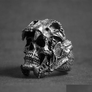 Cluster Rings Selling Rock Gothic Skl Ring Punk Jewelry Mens Halloween Gift Retro Highly Simated Drop Delivery Dhgarden Dha7L