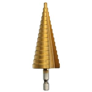 Freeshipping 1PC Hex Titanium Step Cone Drill Bit Hole Cutter 4-32MM HSS For Sheet Metal Drilling Power Tools Top Quality Chteh