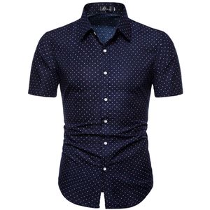 Camicie casual maschile m-5xl dot-stampa business camicie casual per manica corta estiva normale abiti formali di grandi dimensioni da uomo pulsante