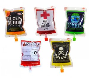 Borsa riutilizzabile per bevande energetiche al sangue Borsa per feste di Halloween Puntelli Vampiri Sacchetti per imballaggio di succhi alimentari in PVC trasparente 250ml4319816