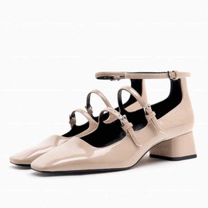 Nxy Sandalen Damen Schwarz Leder Absätze Sommer Karree Blockabsatz High Heels Damen Komfort Plus Size Pump Schuhe 230406