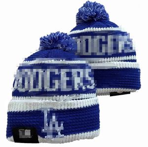 Erkek Caps Dodgers Beanies Los Angeles şapkaları 32 takımın tümü örülmüş kapaklı pom çizgili yan çizgili yün sıcak ABD spor sporu örgü şapka hokey cap için kadınlar için