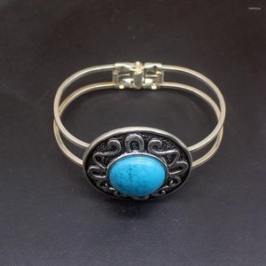 Bracciale Hermosa Gioielli Speciale Naturale Blu Turchese Argento Colore Moda Arrivo Polsino Per Le Donne 7 Pollici 20234600