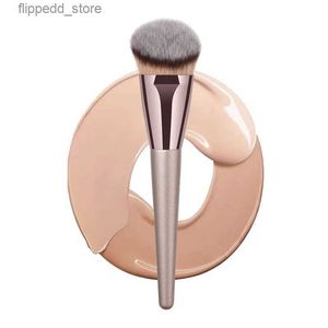 Makeup Brushes Sdattor single champagne makeup brushes flame tapered shape foundation powder flat head cosmetic brush tool 1pc Q231110