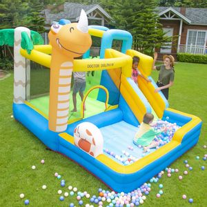 Dinozaur nadmuchiwane slajdko -slajdowe kombinacja z piłką skoczką do dzieci dla dzieci maluchowy zamek park na świeżym powietrzu grę sportowe zabawki urodzinowe