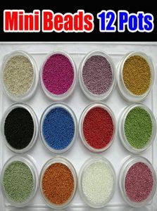 1 caixa 12 cores nail art mini contas rolamento de feijão para caviar unha polonês 3d uv gel acrílico manicure glitter decoração dicas new5619646