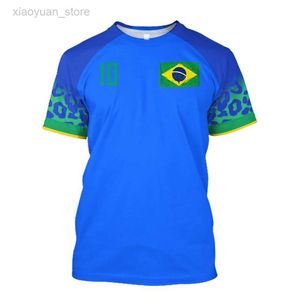 Erkek Tişörtleri Brezilya Futbol Formaları Grafik T-Shirts Bayrak Futbol 2022 Basılı Spor Giyim XXS-6XL M230409