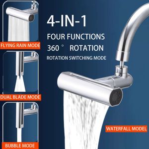 New New 360°Rotating Faucet 4Modes Waterfall Faucet Faucets Extender Kitchen Sink Faucet Washbasin Faucet Bubbler Anti Splash Filter