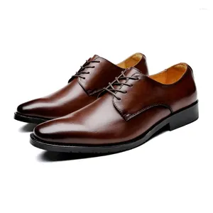 Dress Shoes Mens Formal Business Lace-up Pointy Soft Soles Derby Italian Male Handmade Cow Leather