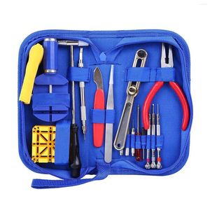 Kits de reparo de relógio 17x conjunto abridor de caixa profissional para iniciante ajustador com bolsa de transporte ferramenta de substituição de corrente