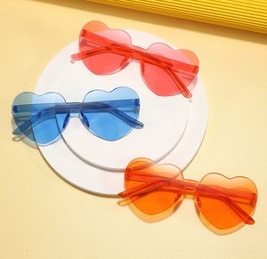 lafont eyewear Heart Shape Kids Sunglasses 44 Style Jelly Color One Piece Lenes Frameless Dazzling Color Glasses For Girls