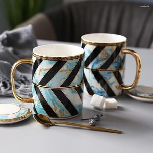 Muggar kreativa abstrakt fyrkantiga keramiska mugg stilfull industriell stil marmorstruktur kaffekopp