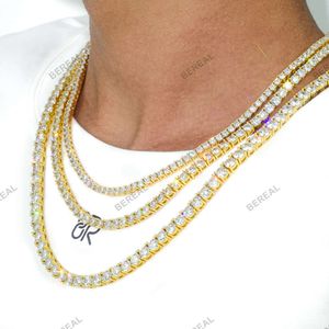 10K 14K Solid Gold Lab Grown Diamond Tennis Chain 3mm 4mm 5mm Halsband Armband Män och kvinnor Fina smycken