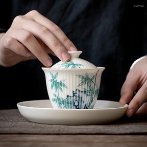 Set da tè Set singolo in ceramica dipinto a mano Copri tazza da tè cinese