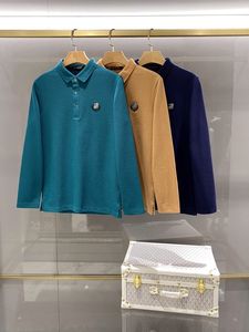 Mens Polos outono Loro lapela de manga longa Pullovers da Marinha Khaki Blue Piana