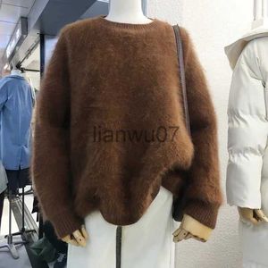 Women's Sweaters Limiguyue Fall Winter Thicken Women Sweater Soft Mink Cashmere Knit Pullover O Neck Mohair Knitwear Long Sleeve Jumper E044 J231110