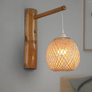 Pendant Lamps Pastoral Rattan Wall Sconce Decorative Light Fixture Woven Lamp For Cafe Hallway Anniversary Bedroom Decor