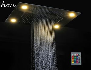 HM Multifunktion LED -ljusduschhuvud 600800mm Tak Regndusch Remote Control Led Regnfall Vattenfall Massage Duschhuvuden 6953100