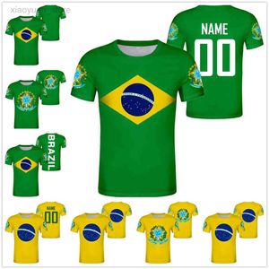 Camisetas masculinas camisa de futebol personalizada Brasil Camiseta personaliza qualquer número de nome para homens presentes para jovens M230409