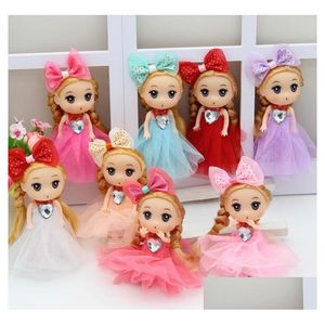 Puppen tragen Kleid Gummikopf Puppe Schlüsselanhänger Anhänger Niedliche Prinzessin Schlüsselanhänger Ornament Geldbörse Charme Kinder Kinder Geschenk Mode Baby Dro Dh4Of