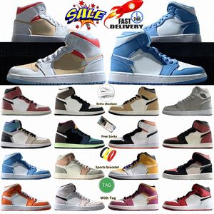 Jumpman 1 Satin Bred 1s Herren-Basketballschuhe Royal Reimagined Eastside Golf Palomino UNC Toe University True Blue Patent Taxi Männer für Frauen Trainer Turnschuhe