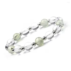 Strand Crystal And Prehnite Green Agate Citrine Rose Quartz Aquamarine Natural Stone Bead Elastic Bracelet