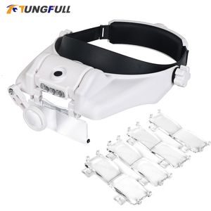 Magnifying Glasses TUNGFULL Glasses Loupe Watchmaker Repair Tool Glasses Magnifier LED Headband Magnifying Glass 1.5x 2x 2.5x 3x 3.5x 8 230410
